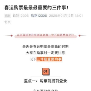 铁路12306：春运购票最最最重要的三件事