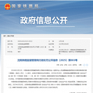 中国铁路沈阳局集团锦州车辆段因铁路事故被罚