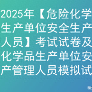 2025年【危险化学品生产单位安全生产管理人员考试试卷及模拟试题