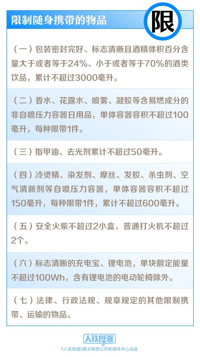 下月起，坐火车禁止、限制携带物品有新变化