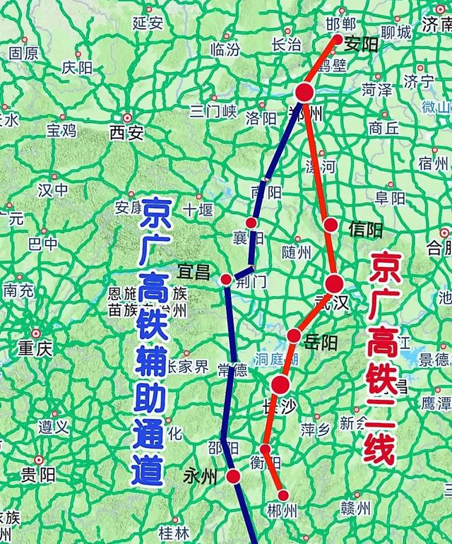 京广高铁辅助通道仅是开胃菜，京广二线才是竞争焦点，2市或无站
