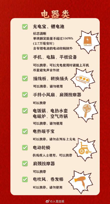 实用转发！过年回家不能带上火车物品清单