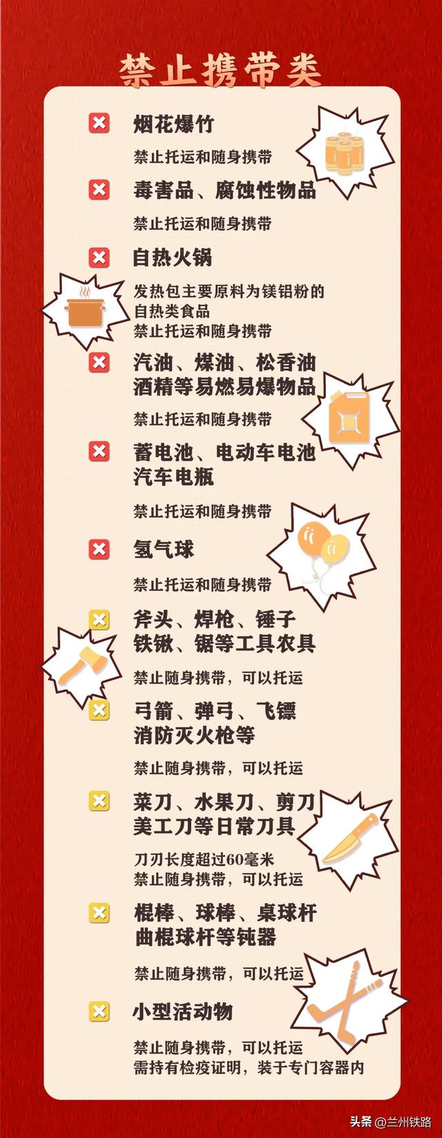 乘火车携带物品指南来了！