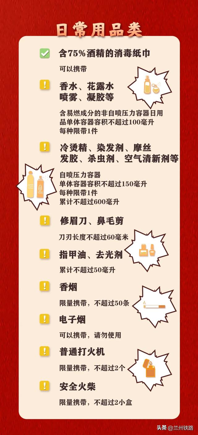 乘火车携带物品指南来了！