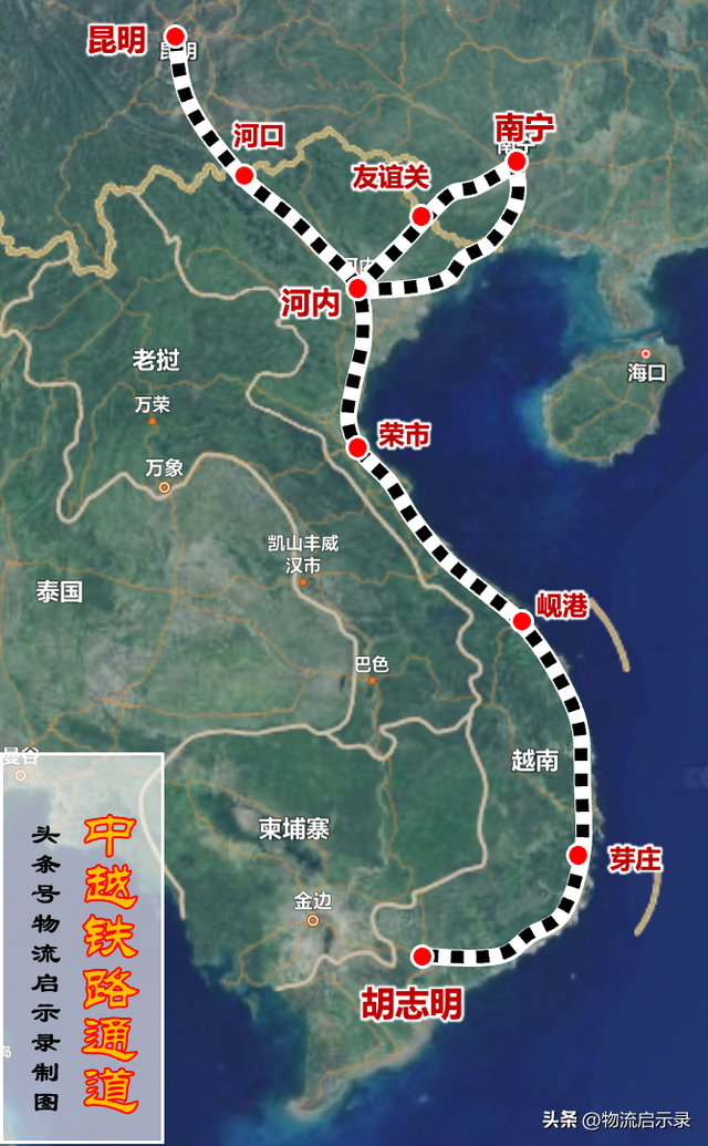 我国与中南半岛五国铁路通道全图：越南/老挝/柬埔寨/泰国/缅甸